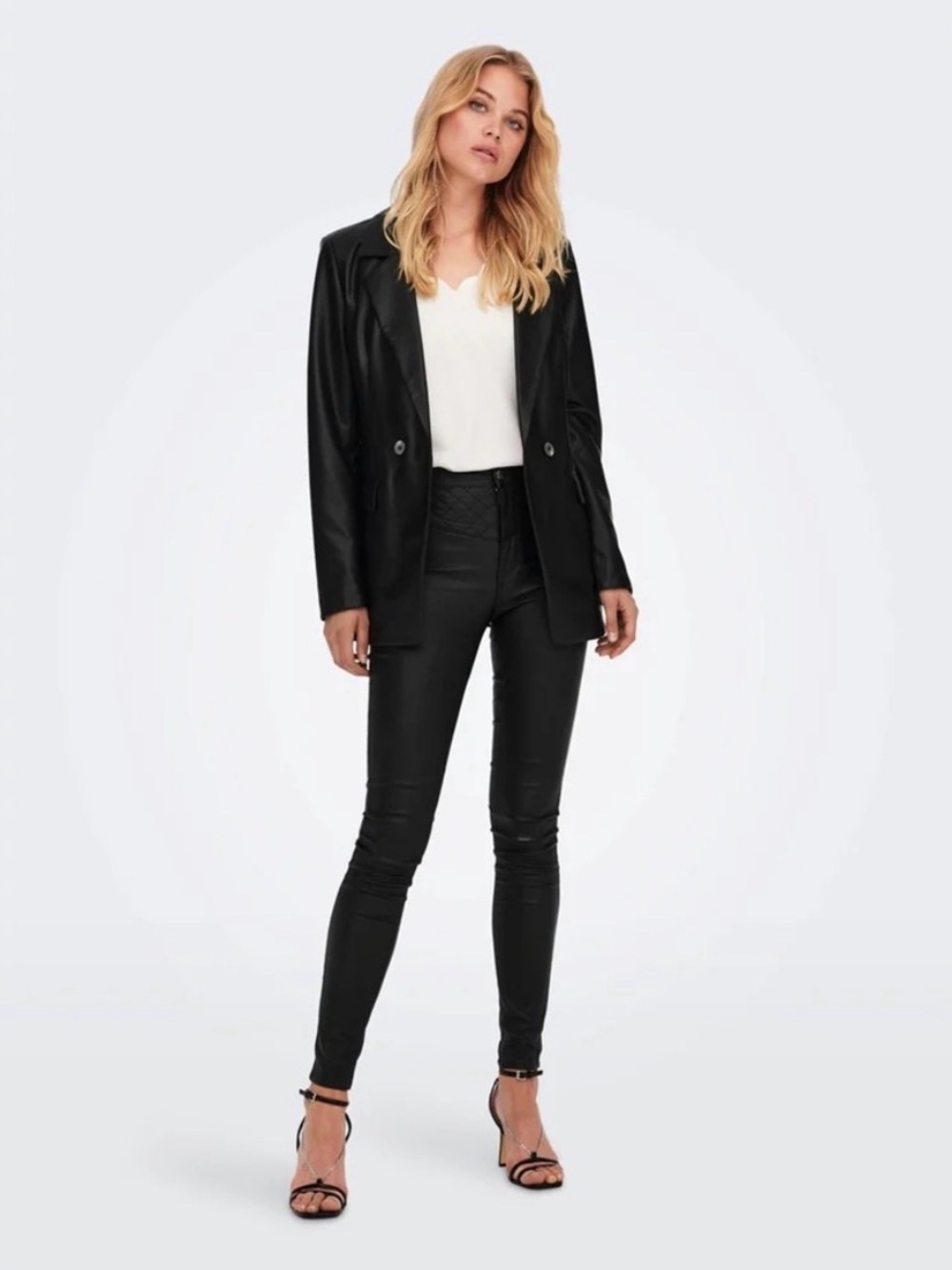 NWT ONLY Papaya 90s Minimalist Faux Leather Blazer Women’s Small